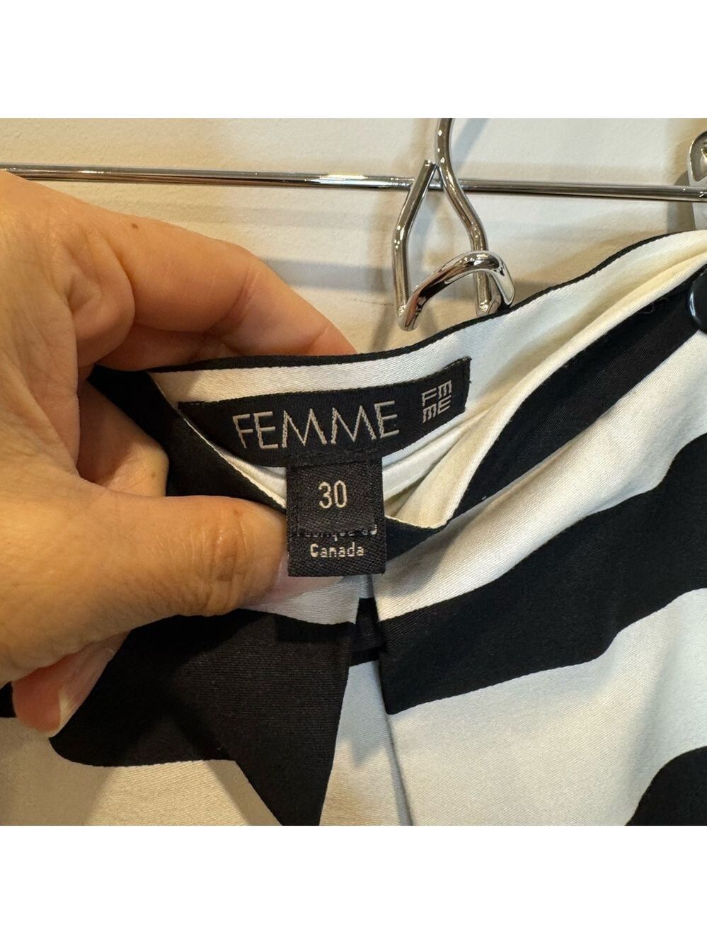 FEMME Black White Striped Midi Skirt XS/S | Old Money Quiet Luxury Parisian Chic - Picture 6 of 8